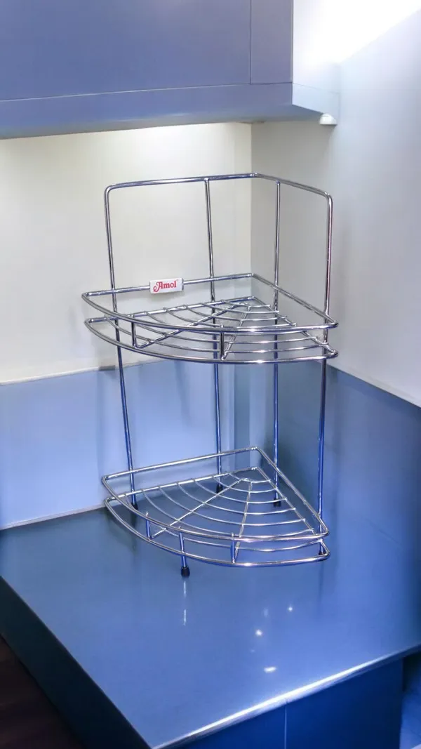 Amol®_2-Tier_Heavy_Duty_Corner_Rack_–_Chrome_Finish_Stainless_Steel_Kitchen_Organizer_|_Space-Saving_Spice_Stand,_Pathiram_Stand,_Pathre_Rack_for_Small_Containers_&_Countertop_Storage_–_Rust-Proof_&_Durable