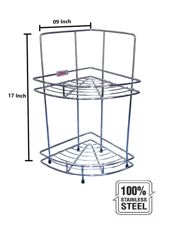 Amol®_2-Tier_Heavy_Duty_Corner_Rack_–_Chrome_Finish_Stainless_Steel_Kitchen_Organizer_|_Space-Saving_Spice_Stand,_Pathiram_Stand,_Pathre_Rack_for_Small_Containers_&_Countertop_Storage_–_Rust-Proof_&_Durable