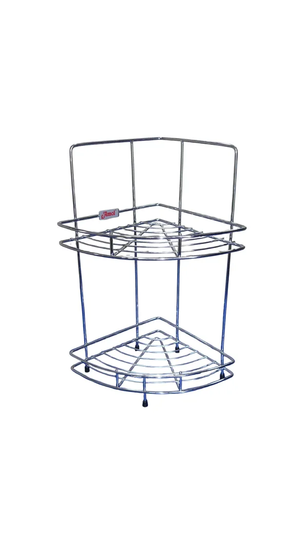 Amol®_2-Tier_Heavy_Duty_Corner_Rack_–_Chrome_Finish_Stainless_Steel_Kitchen_Organizer_|_Space-Saving_Spice_Stand,_Pathiram_Stand,_Pathre_Rack_for_Small_Containers_&_Countertop_Storage_–_Rust-Proof_&_Durable