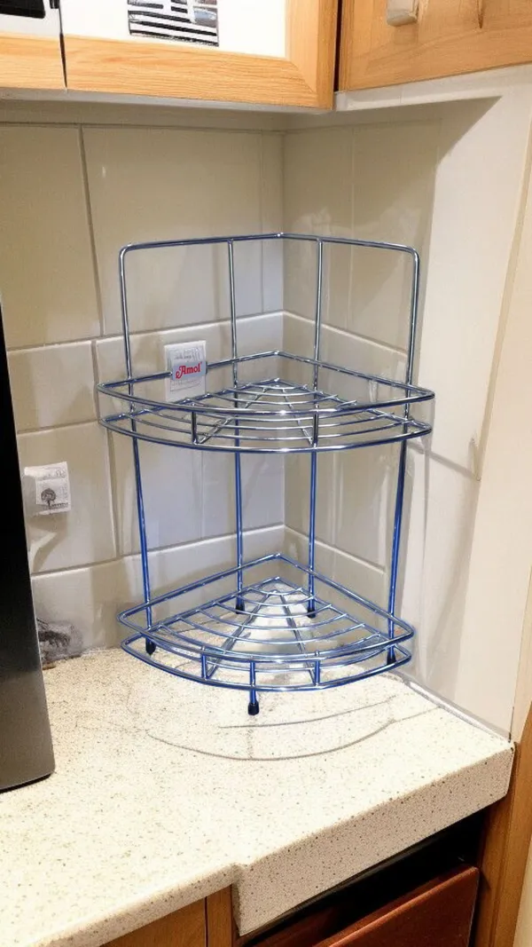 Amol®_2-Tier_Heavy_Duty_Corner_Rack_–_Chrome_Finish_Stainless_Steel_Kitchen_Organizer_|_Space-Saving_Spice_Stand,_Pathiram_Stand,_Pathre_Rack_for_Small_Containers_&_Countertop_Storage_–_Rust-Proof_&_Durable