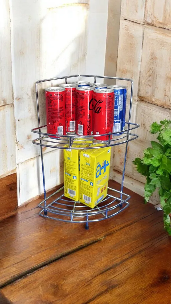 Amol®_2-Tier_Heavy_Duty_Corner_Rack_–_Chrome_Finish_Stainless_Steel_Kitchen_Organizer_|_Space-Saving_Spice_Stand,_Pathiram_Stand,_Pathre_Rack_for_Small_Containers_&_Countertop_Storage_–_Rust-Proof_&_Durable