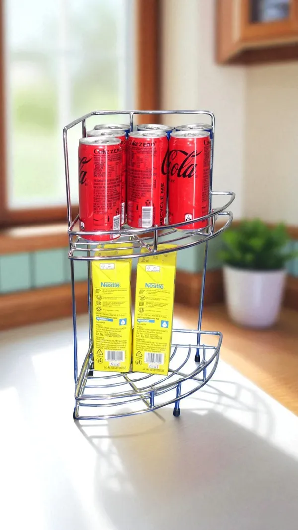 Amol®_2-Tier_Heavy_Duty_Corner_Rack_–_Chrome_Finish_Stainless_Steel_Kitchen_Organizer_|_Space-Saving_Spice_Stand,_Pathiram_Stand,_Pathre_Rack_for_Small_Containers_&_Countertop_Storage_–_Rust-Proof_&_Durable