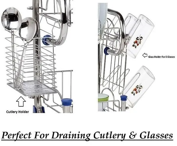 Amol®_Premium_3-Tier_Stainless_Steel_Kitchen_Organizer_–_Multi-Purpose_Dish_Rack,_Utensils_Holder_&_Wall_Mount_Stand_with_3_Plastic_Trays_|_Over_Sink_&_Countertop_Dish_Drainer_for_Indian_Kitchens