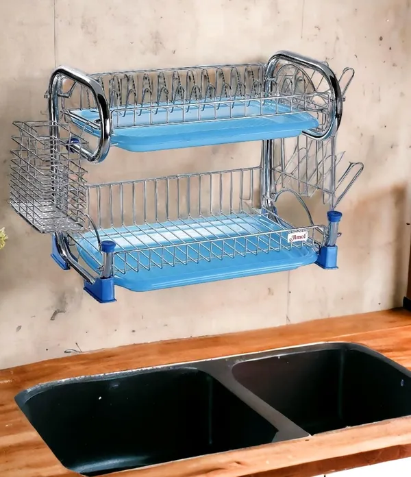 Amol®_2-Tier_Bartan_Stand_|_Stainless_Steel_Kitchen_Rack_with_Tumbler_&_Spoon_Holder_|_Vessels_Organizer_for_Dish_Drying_–_Pathra_Stand_|_Paatre_Thatti_|_Aduppu_Thatti_|_Saman_Rack_|_Wall_Mount_or_Platform_Use