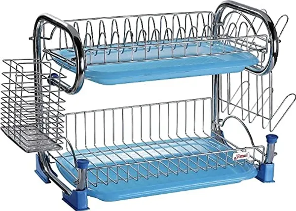 Amol®_2-Tier_Bartan_Stand_|_Stainless_Steel_Kitchen_Rack_with_Tumbler_&_Spoon_Holder_|_Vessels_Organizer_for_Dish_Drying_–_Pathra_Stand_|_Paatre_Thatti_|_Aduppu_Thatti_|_Saman_Rack_|_Wall_Mount_or_Platform_Use