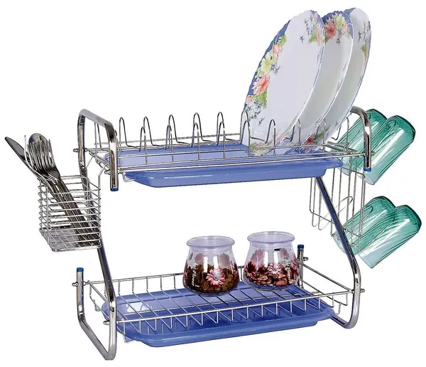Amol®_Stainless_Steel_Dish_Rack_–_Multi-Purpose_Utensils_Holder,_Vessels_Stand,_Kitchen_Organizer_with_Drainboard,_Glass_Hanger,_Cutlery_&_Plate_Drainer_|_Space_Saving_Kitchen_Rack_for_Modern_Homes