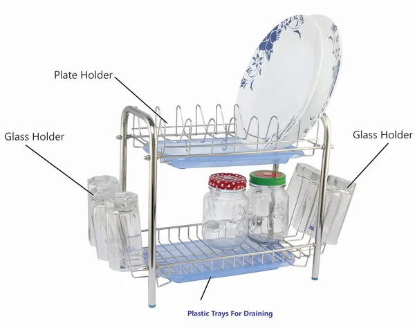 Stainless_Kitchen_Stands_(Small_Utensils_Rack_Modern_6_Glass_Holder/Tableware_With_Plastic_Tray_For_Draining)_19.5D_X_33W_X_30.5H_Cm