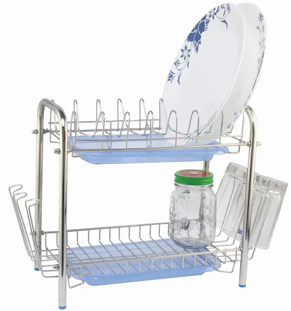 Stainless_Kitchen_Stands_(Small_Utensils_Rack_Modern_6_Glass_Holder/Tableware_With_Plastic_Tray_For_Draining)_19.5D_X_33W_X_30.5H_Cm