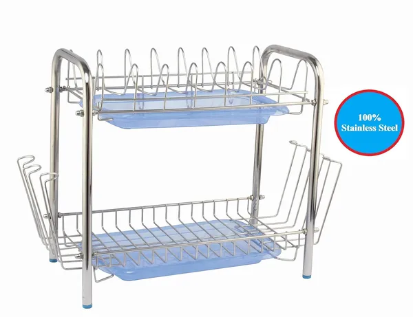 Stainless_Kitchen_Stands_(Small_Utensils_Rack_Modern_6_Glass_Holder/Tableware_With_Plastic_Tray_For_Draining)_19.5D_X_33W_X_30.5H_Cm