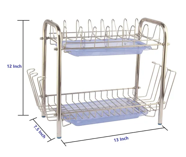 Stainless_Kitchen_Stands_(Small_Utensils_Rack_Modern_6_Glass_Holder/Tableware_With_Plastic_Tray_For_Draining)_19.5D_X_33W_X_30.5H_Cm