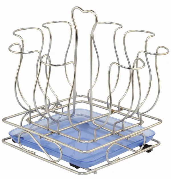 Stainless_Steel_Glass_Holder/Glass_Rack_For_8_Glasses,_Modern_Style,_Silver,_Medium_Size_10D_X_10W_X_13H_Cm