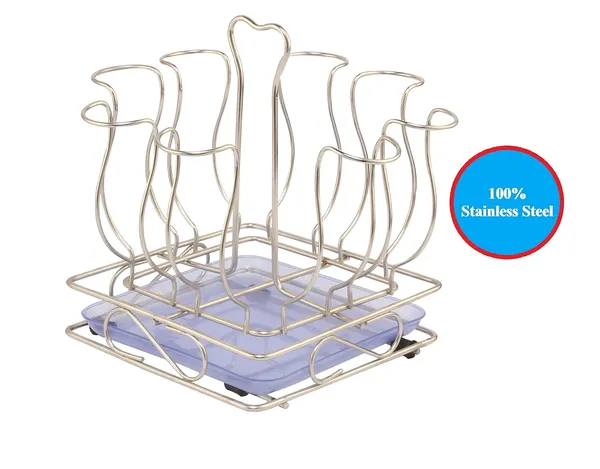 Stainless_Steel_Glass_Holder/Glass_Rack_For_8_Glasses,_Modern_Style,_Silver,_Medium_Size_10D_X_10W_X_13H_Cm