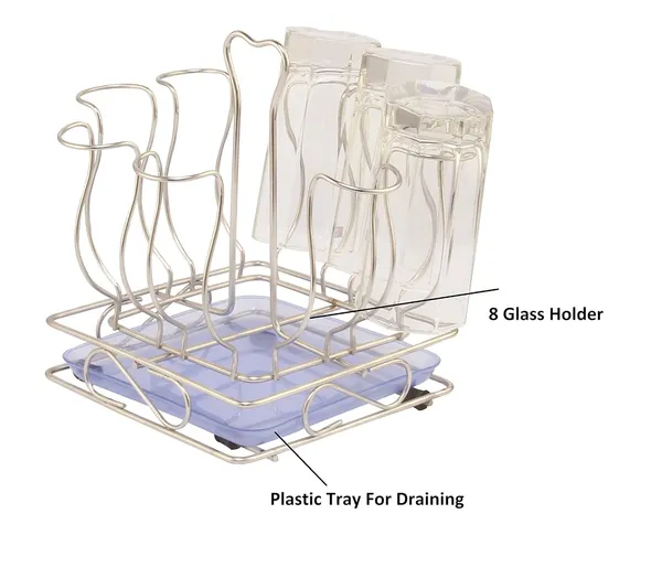 Stainless_Steel_Glass_Holder/Glass_Rack_For_8_Glasses,_Modern_Style,_Silver,_Medium_Size_10D_X_10W_X_13H_Cm