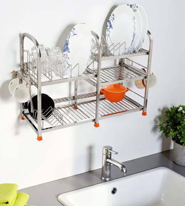 Amol®_Premium_Stainless_Steel_Kitchen_Rack_–_Multi-Purpose_Dish_Drainer,_Utensils_Organizer_with_9_Glass_Holder_|_Wall_Mount_&_Countertop_Rust_Resistant_Heavy_Duty_Stand_for_Modern_Kitchens
