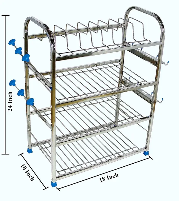 Amol®_3-Tier_Pure_Stainless_Steel_Dish_Rack_24_x_18_x_10_inch_—_Wall-Hanging_&_Countertop_Plate_Organizer_with_Cutlery_Holder,_Glass_Rack