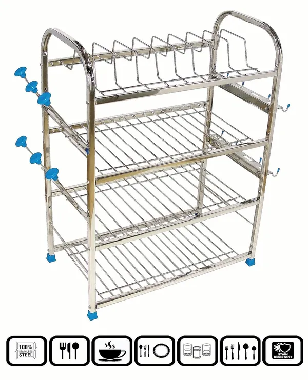 Amol®_3-Tier_Pure_Stainless_Steel_Dish_Rack_24_x_18_x_10_inch_—_Wall-Hanging_&_Countertop_Plate_Organizer_with_Cutlery_Holder,_Glass_Rack