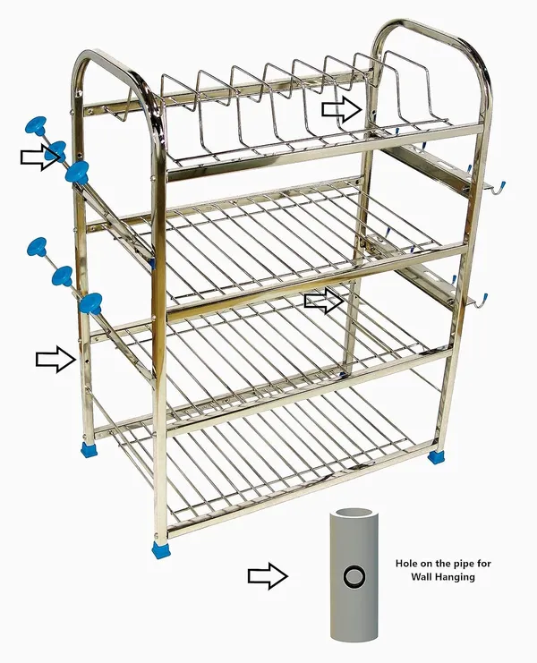 Amol®_3-Tier_Pure_Stainless_Steel_Dish_Rack_24_x_18_x_10_inch_—_Wall-Hanging_&_Countertop_Plate_Organizer_with_Cutlery_Holder,_Glass_Rack