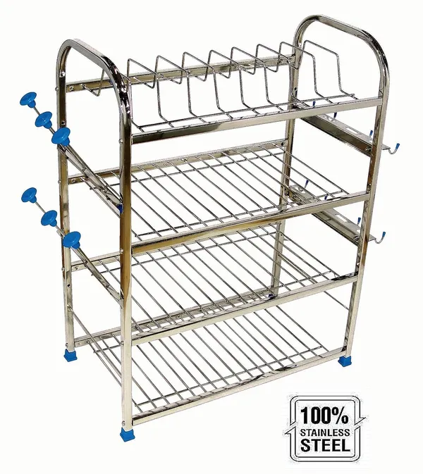 Amol®_3-Tier_Pure_Stainless_Steel_Dish_Rack_24_x_18_x_10_inch_—_Wall-Hanging_&_Countertop_Plate_Organizer_with_Cutlery_Holder,_Glass_Rack