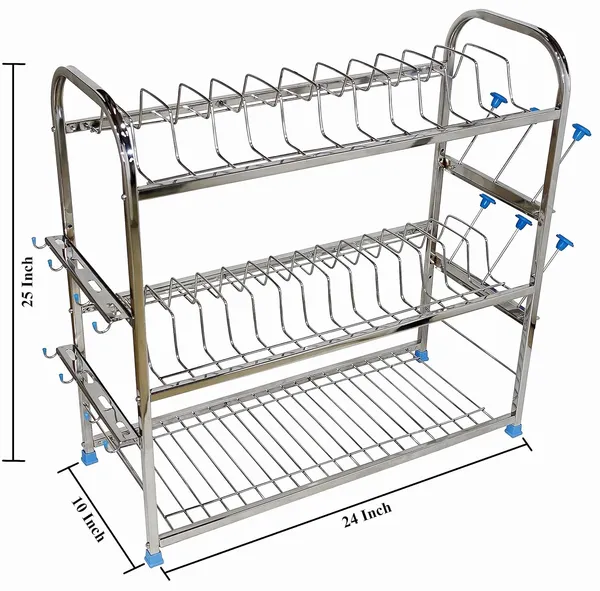 Pure_Stainless_Steel_Dish_|_Cutlery_|_Glasses_|_Wall_mount|_Plate_|_Utensil_Organizer_Kitchen_Stand_25.4D_X_61W_X_63.5H_Cm