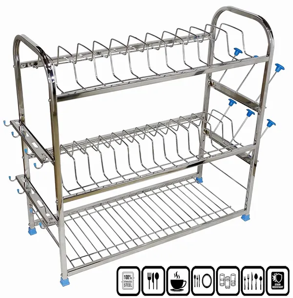 Pure_Stainless_Steel_Dish_|_Cutlery_|_Glasses_|_Wall_mount|_Plate_|_Utensil_Organizer_Kitchen_Stand_25.4D_X_61W_X_63.5H_Cm