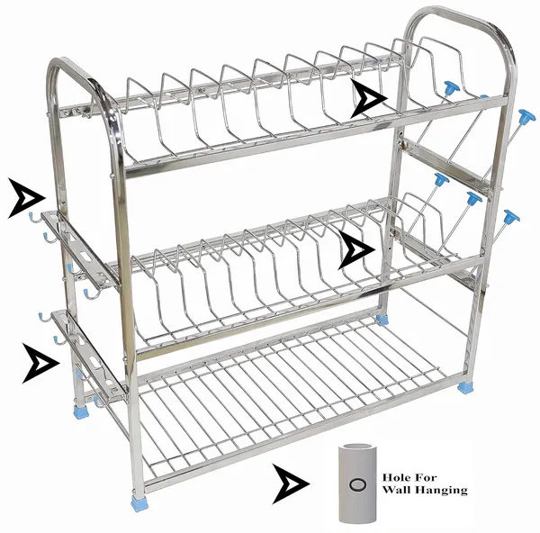 Pure_Stainless_Steel_Dish_|_Cutlery_|_Glasses_|_Wall_mount|_Plate_|_Utensil_Organizer_Kitchen_Stand_25.4D_X_61W_X_63.5H_Cm