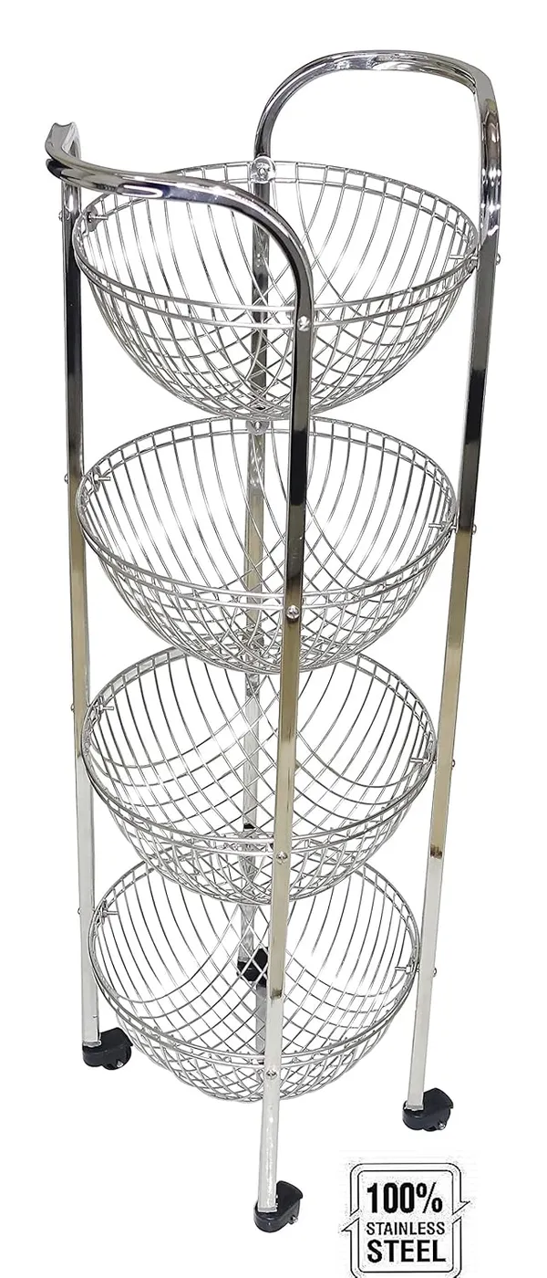Amol®_Premium_Stainless_Steel_4-Basket_Kitchen_Trolley_–_Multipurpose_Storage_Rack_with_Heavy-Duty_Wheels_for_Vegetables,_Fruits_&_Kitchen_Essentials