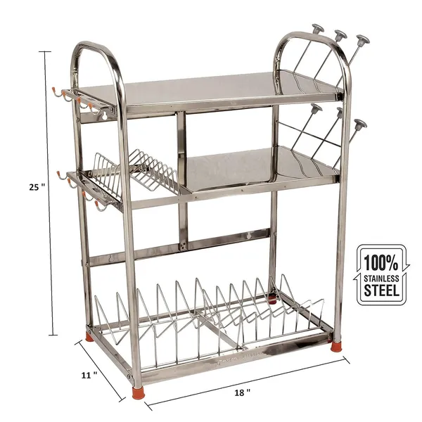 Stainless_Steel_Dish/Utensils/Glass/Plate/Cutlery/Crockery_Stand_Steel_Kitchen_Organizer_Rack_(Silver)_27.9D_X_45.7W_X_63.5H_Cm