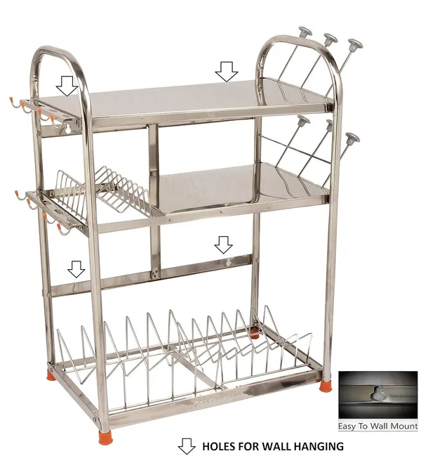Stainless_Steel_Dish/Utensils/Glass/Plate/Cutlery/Crockery_Stand_Steel_Kitchen_Organizer_Rack_(Silver)_27.9D_X_45.7W_X_63.5H_Cm