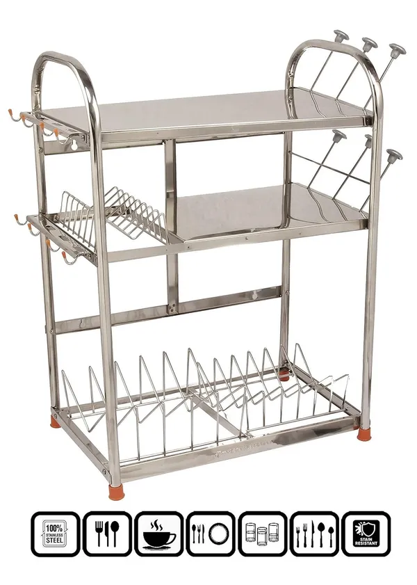 Stainless_Steel_Dish/Utensils/Glass/Plate/Cutlery/Crockery_Stand_Steel_Kitchen_Organizer_Rack_(Silver)_27.9D_X_45.7W_X_63.5H_Cm