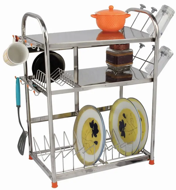 Stainless_Steel_Dish/Utensils/Glass/Plate/Cutlery/Crockery_Stand_Steel_Kitchen_Organizer_Rack_(Silver)_27.9D_X_45.7W_X_63.5H_Cm
