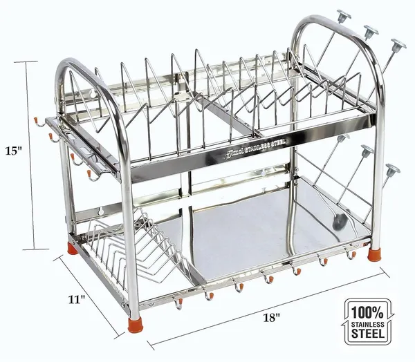 Amol®_Stainless_Steel_Dish_Rack_15_x_18_x_11_in_—_Kitchen_Stand_&_Organizer_Rack_|_Plate,_Cutlery_&_Utensil_Holder