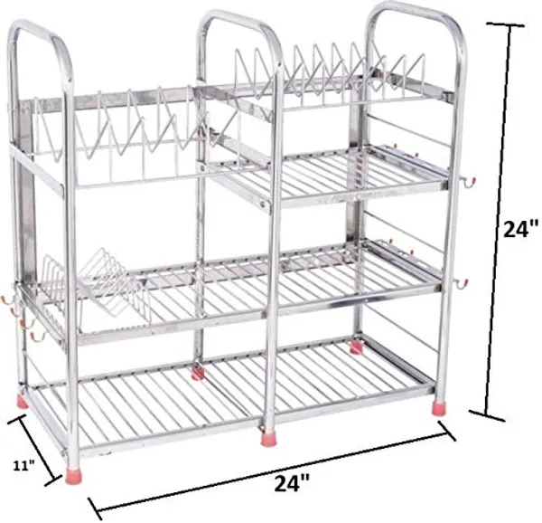 Stainless_Kitchen_Rack_(24_*_24_*_11_Utensils_Rack_Modern_6_Glass_Table_Top/Wall_Mounting_With_Spoon_Holder)