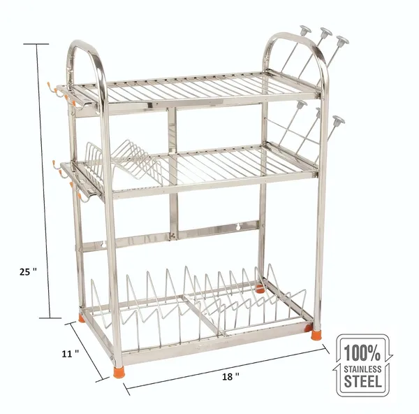 Stainless_Steel_Dish/Utensils/Glass/Tabletop/Wall_Mount/Kitchen_Organizer_Rack_27.9D_X_45.7W_X_63.5H_Cm