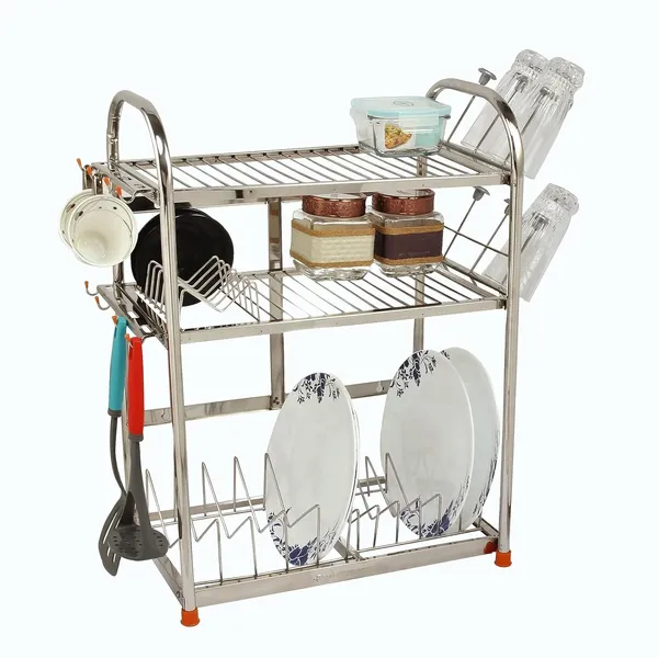 Stainless_Steel_Dish/Utensils/Glass/Tabletop/Wall_Mount/Kitchen_Organizer_Rack_27.9D_X_45.7W_X_63.5H_Cm