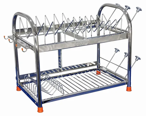 Amol®_Premium_2-Tier_Stainless_Steel_Kitchen_Rack_–_Multi-Purpose_Dish_Drainer,_Utensils_Organizer_with_Cup_Holder_|_Rust_Proof_Wall_Mount_&_Countertop_Space_Saving_Kitchen_Stand_for_Indian_Homes
