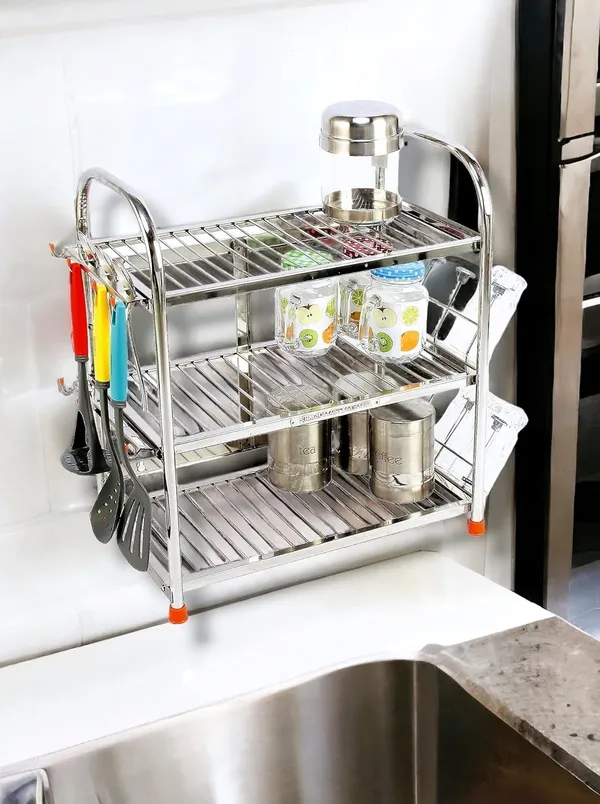 Stainless_Steel_Kitchen_Stand_For_Utensils_Rack_|_Vessels_Organizer_|_Containers_Stand_|_Glasses_Hanger_|_Wall_Mount_&_Table_Top_3_Layer_21_X_18_Inch_Kitchen_Rack_Medium_Size