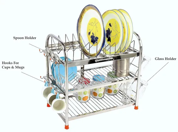 Stainless_Steel_Dish_Rack/Utensils_Stand/Cutlery_Rack/Kitchen_Organizer/Dish_Drainer_Rack_27.9D_X_45.7W_X_45.7H_Cm