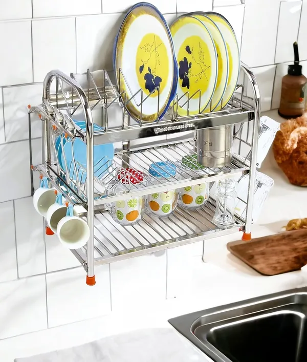 Stainless_Steel_Dish_Rack/Utensils_Stand/Cutlery_Rack/Kitchen_Organizer/Dish_Drainer_Rack_27.9D_X_45.7W_X_45.7H_Cm
