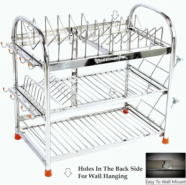 Stainless_Steel_Dish_Rack/Utensils_Stand/Cutlery_Rack/Kitchen_Organizer/Dish_Drainer_Rack_27.9D_X_45.7W_X_45.7H_Cm