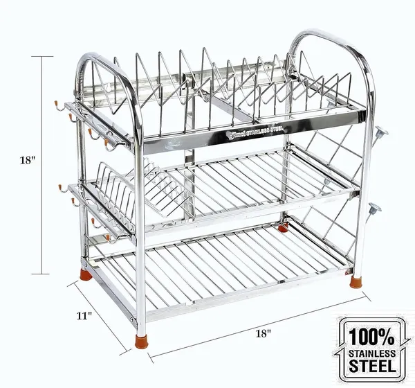 Stainless_Steel_Dish_Rack/Utensils_Stand/Cutlery_Rack/Kitchen_Organizer/Dish_Drainer_Rack_27.9D_X_45.7W_X_45.7H_Cm