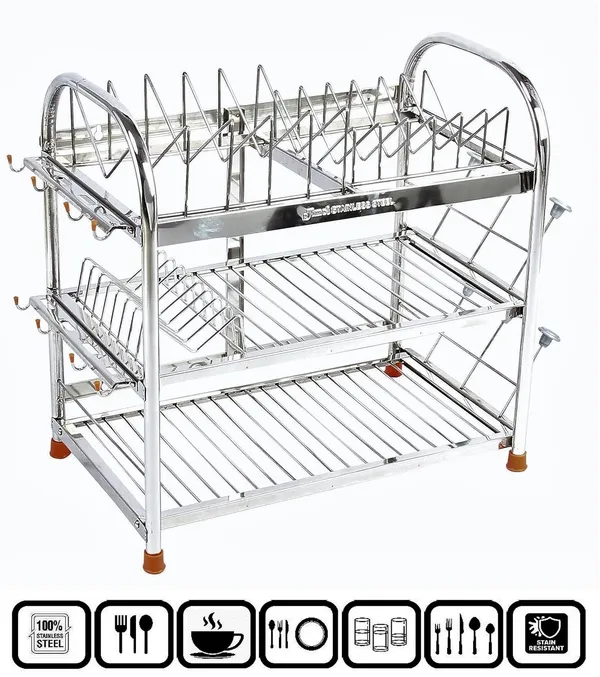 Stainless_Steel_Dish_Rack/Utensils_Stand/Cutlery_Rack/Kitchen_Organizer/Dish_Drainer_Rack_27.9D_X_45.7W_X_45.7H_Cm