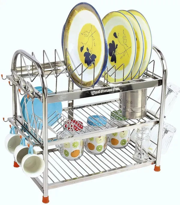 Stainless_Steel_Dish_Rack/Utensils_Stand/Cutlery_Rack/Kitchen_Organizer/Dish_Drainer_Rack_27.9D_X_45.7W_X_45.7H_Cm