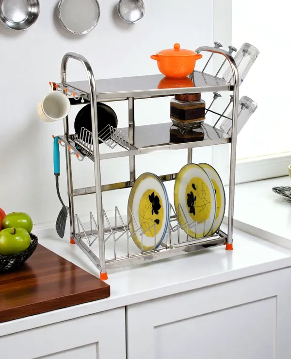 Stainless_Steel_Dish/Utensils/Glass/Plate/Cutlery/Crockery_Stand_Steel_Kitchen_Organizer_Rack_(Silver)_27.9D_X_45.7W_X_63.5H_Cm