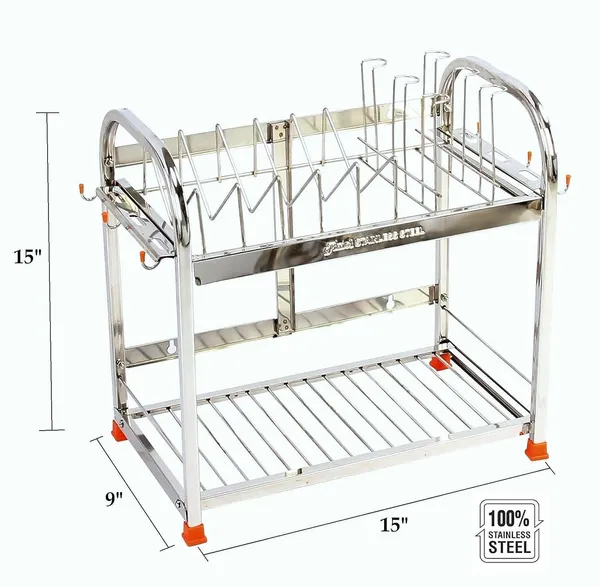 Stainless_Dish/Utensils/Kitchen_Organizers/Wall_Mount/Table_Top/Storage_Rack_22D_X_38W_X_38H_Cm