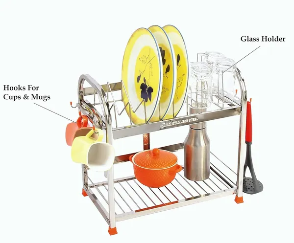 Stainless_Dish/Utensils/Kitchen_Organizers/Wall_Mount/Table_Top/Storage_Rack_22D_X_38W_X_38H_Cm