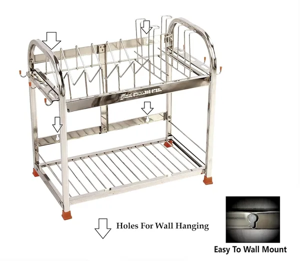 Stainless_Dish/Utensils/Kitchen_Organizers/Wall_Mount/Table_Top/Storage_Rack_22D_X_38W_X_38H_Cm