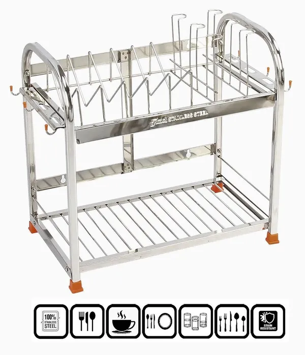 Stainless_Dish/Utensils/Kitchen_Organizers/Wall_Mount/Table_Top/Storage_Rack_22D_X_38W_X_38H_Cm