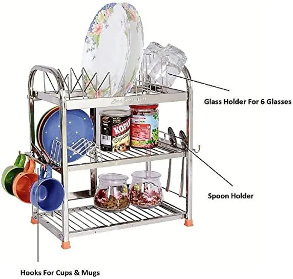 Amol®_Premium_Stainless_Steel_Kitchen_Rack_–_Multi-Purpose_Utensils_Organizer,_Dish_Drainer_with_Plate_&_Cup_Holder_|_Rust_Resistant_Wall_Mount_&_Countertop_Space_Saving_Stand_for_Indian_Kitchens