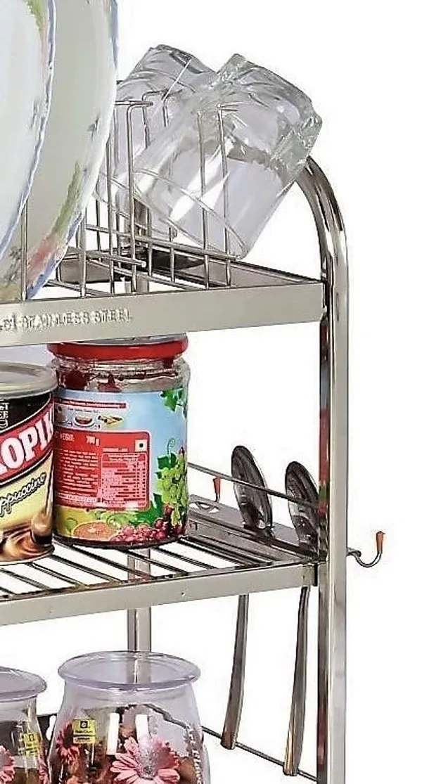 Amol®_Premium_Stainless_Steel_Kitchen_Rack_–_Multi-Purpose_Utensils_Organizer,_Dish_Drainer_with_Plate_&_Cup_Holder_|_Rust_Resistant_Wall_Mount_&_Countertop_Space_Saving_Stand_for_Indian_Kitchens