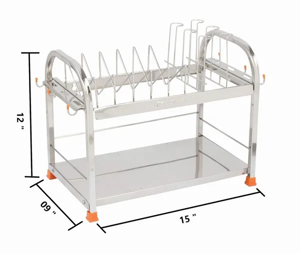 Stainless_Steel_Dish/Glass/Crockery/Cutlery/Wall_Mount/Vessel_Stand/Kitchen_Organizer_22.9D_X_38.1W_X_30.5H_Cm